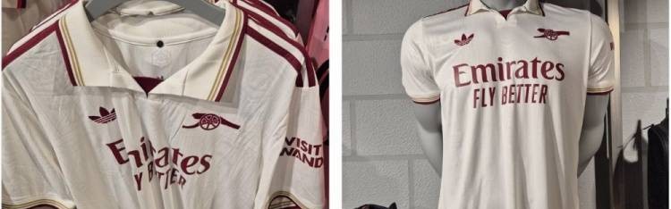 阿森纳新赛季第三球衣谍照：白色主色调+红+金，门将服为绿色