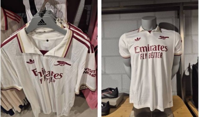 阿森纳新赛季第三球衣谍照：白色主色调+红+金，门将服为绿色